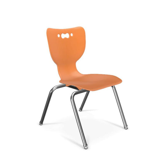 Hierarchy School Chair, 4-Leg, 16" Height, Chrome Frame, Orange Shell