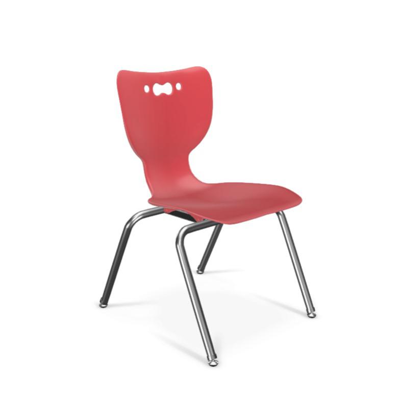 Hierarchy School Chair, 4-Leg, 16" Height, Chrome Frame, Red Shell