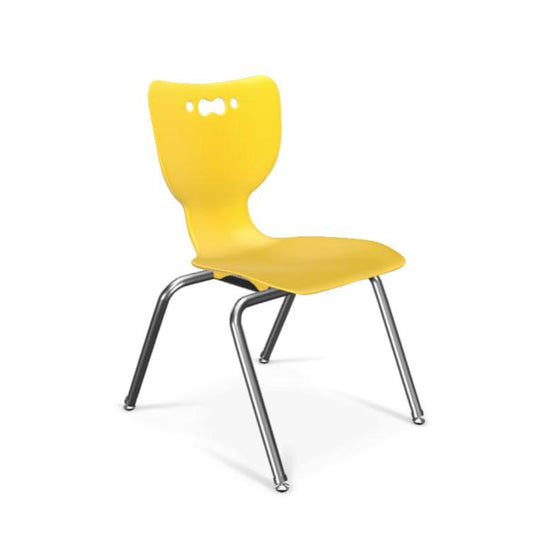 Hierarchy School Chair, 4-Leg, 16" Height, Chrome Frame, Yellow Shell