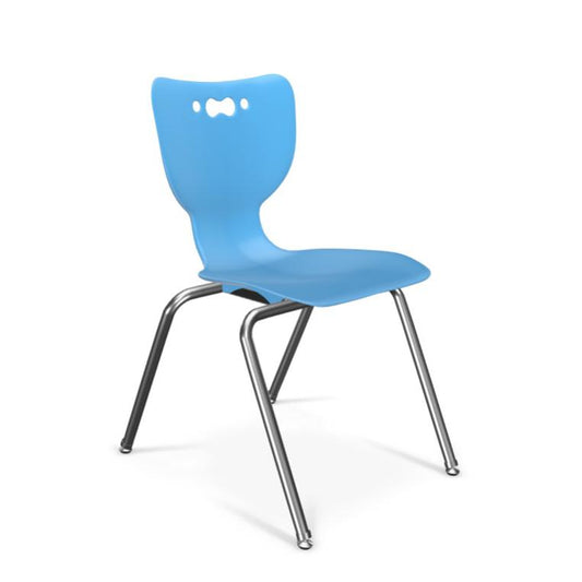 Hierarchy School Chair, 4-Leg, 18" Height, Chrome Frame, Blue Shell