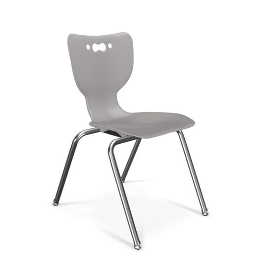 Hierarchy School Chair,  4-Leg, 18" Height, Chrome Frame, Grey Shell