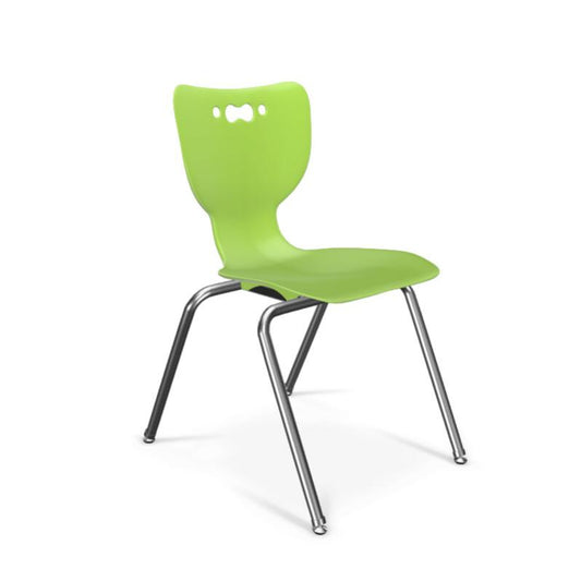 Hierarchy School Chair, 4-Leg, 18" Height, Chrome Frame, Lime Green Shell