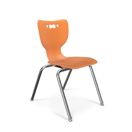 Hierarchy School Chair, 4-Leg, 18" Height, Chrome Frame, Orange Shell