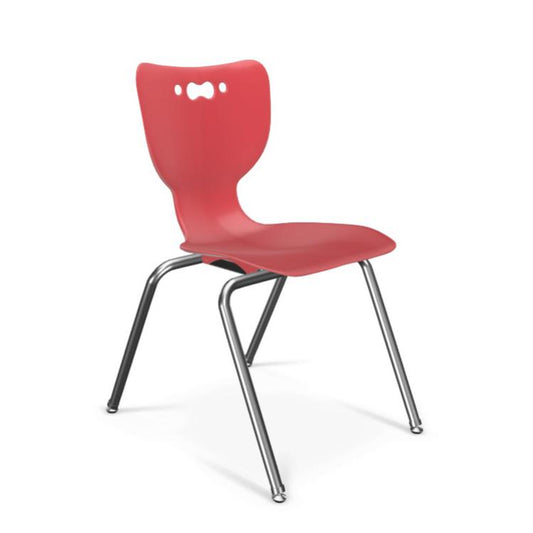 Hierarchy School Chair, 4-Leg, 18" Height, Chrome Frame, Red Shell