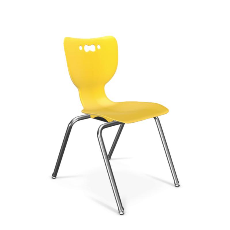 Hierarchy School Chair, 4-Leg, 18" Height, Chrome Frame, Yellow Shell