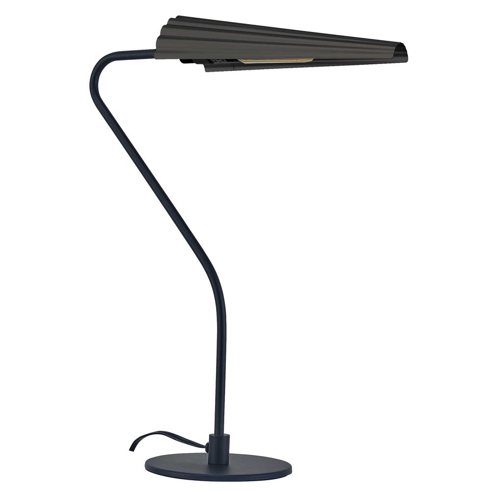 1 Light Incandescent Cassie Table Lamp Matte Black w/ a Matte Black Shade