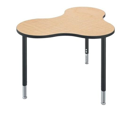 Student Desk - Small Quad - Fusion Maple Top Surface And Black Edgeband - Black Horseshoe Legs - No Bookbox