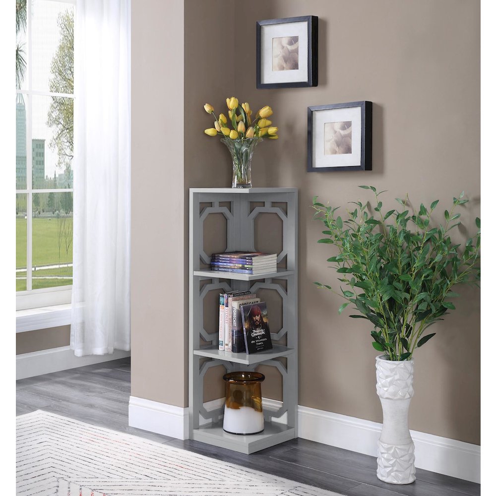 Omega 3 Tier Corner Bookcase, Gray