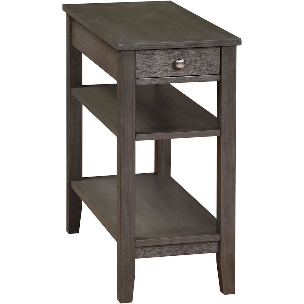 American Heritage 1 Drawer Chairside End Table with Charging Station and Shelves, Gray