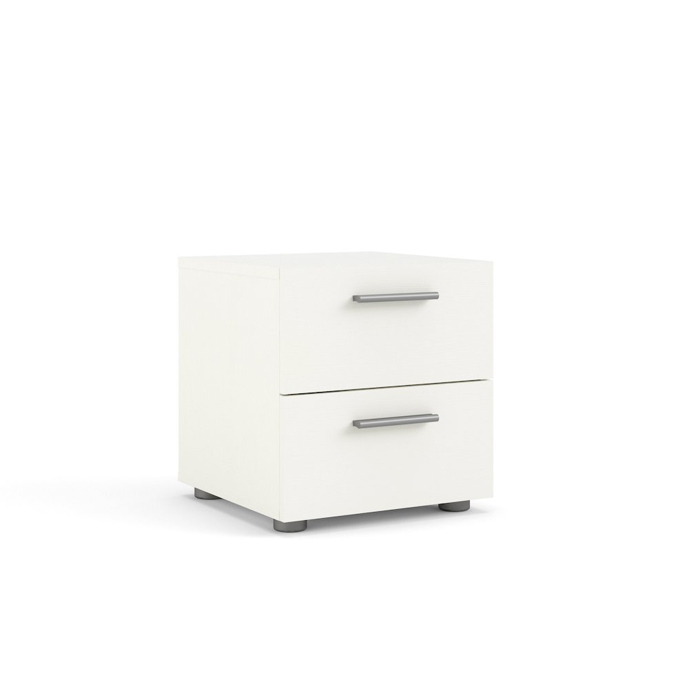 Austin 2 Drawer Nightstand, White Woodgrain