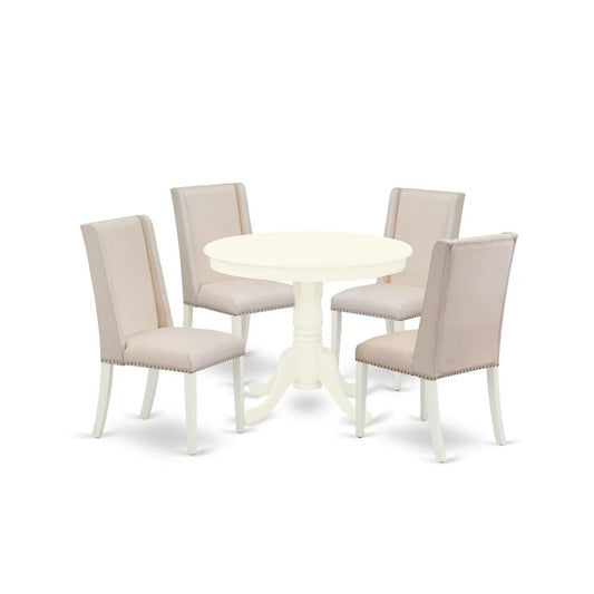 Dining Room Set Linen White, ANFL5-LWH-01