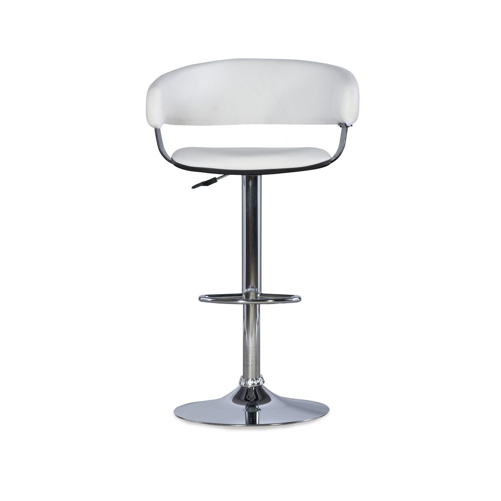 White Faux Leather Barrel & Chrome Adjustable Height Bar Stool