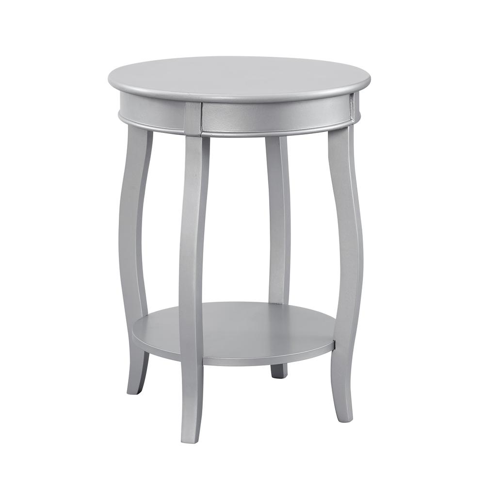 Silver Round Table with Shelf