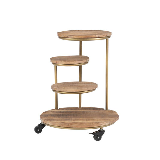 Collis Four Tiered Plant Stand Wheels Gold