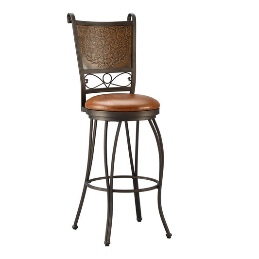 Bronze with Muted Copper Stamped Back Bar Stool, 30" Seat Height