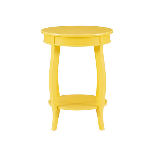 Yellow Round Table with Shelf