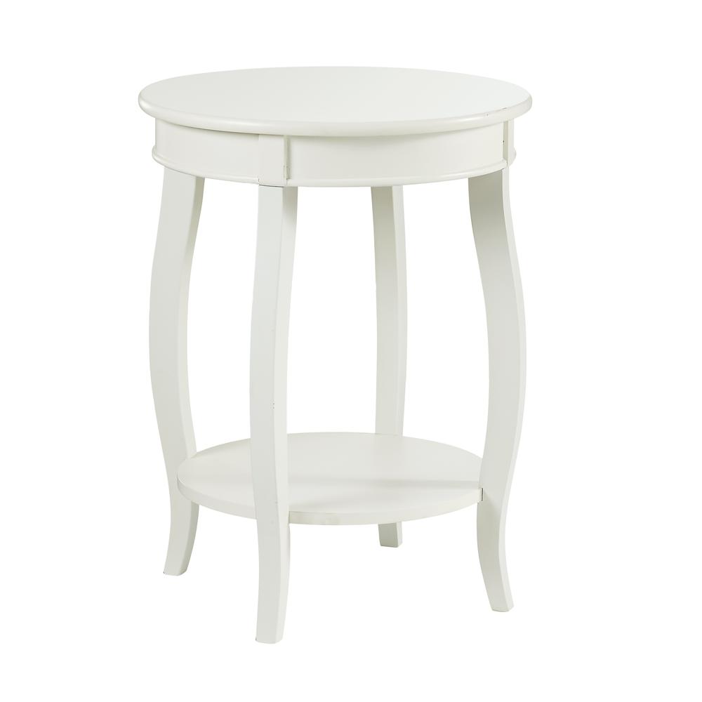 White Round Table with Shelf