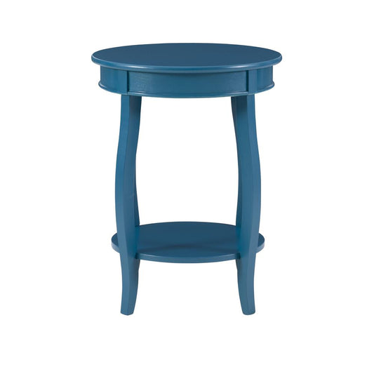 Teal Round Table with Shelf