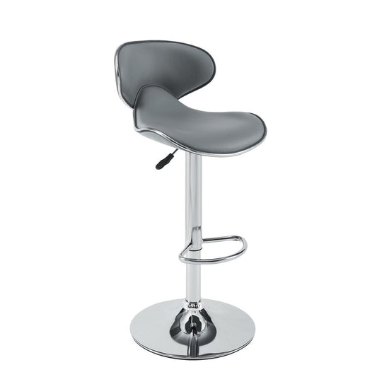 Adjustable Barstool, Chrome and Grey