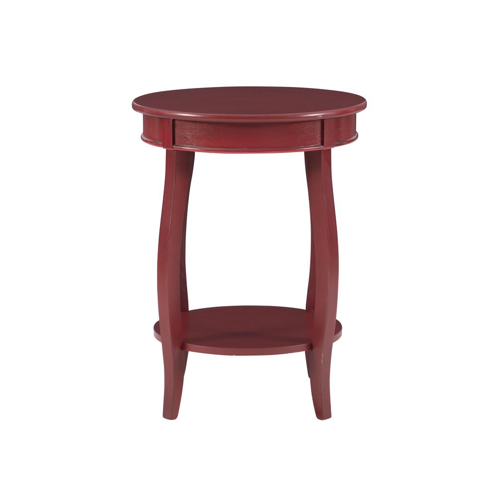 Red Round Table with Shelf