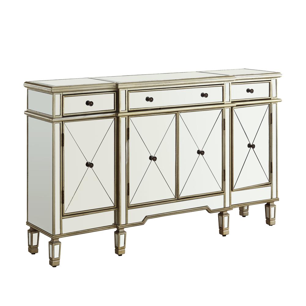 Mirrored 3-Drawer 4-Door Console