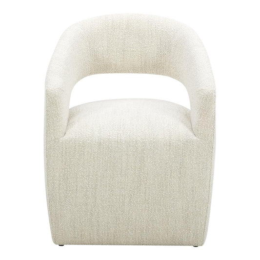 Barrow Rolling Dining Chair Performance Fabric White Mist