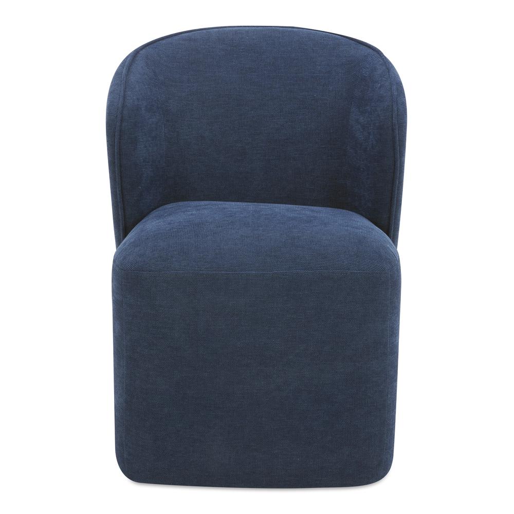 Larson Rolling Dining Chair Performance Fabric Navy Blue