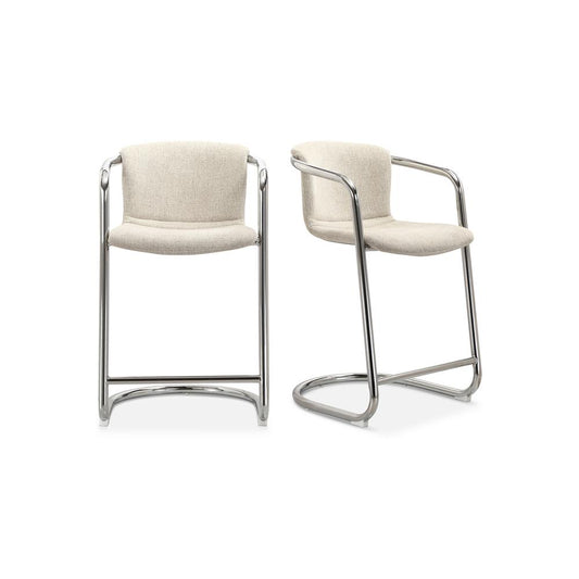 Freeman Chrome Frame Counter Stool Blended Cream-Set Of Two