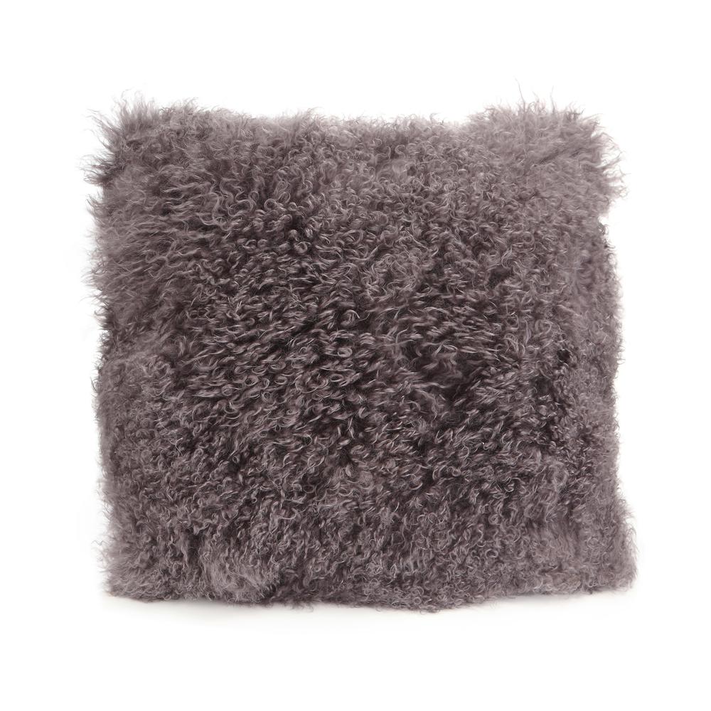 Lamb Fur Pillow Large Grey