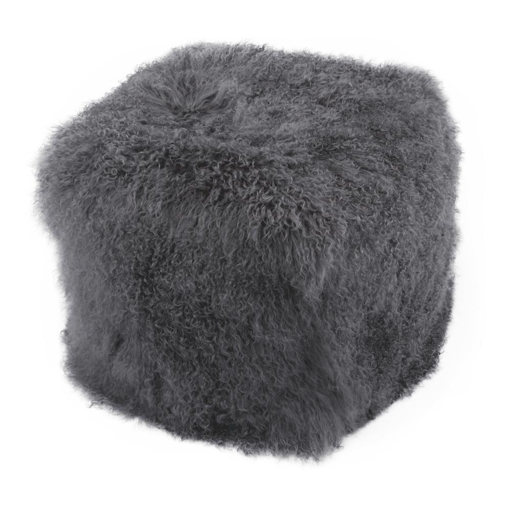 Lamb Fur Pouf Smoke