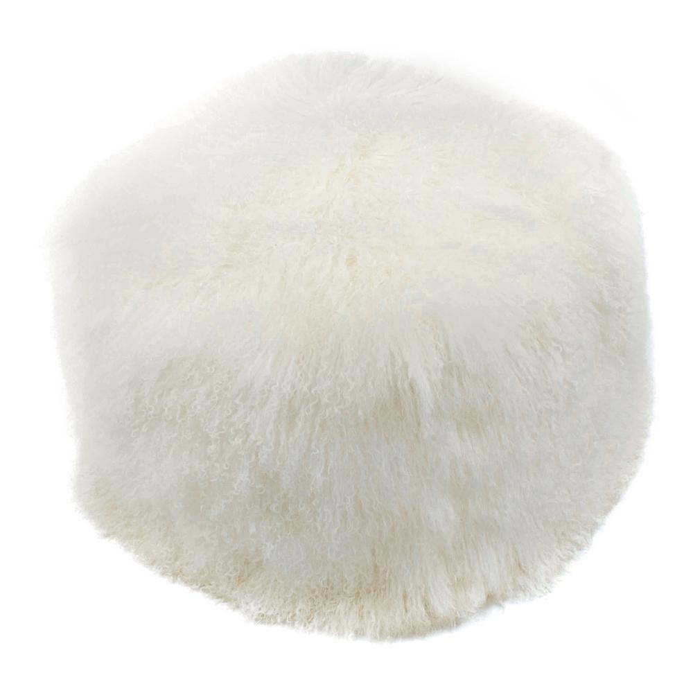 Lamb Fur Pouf Natural