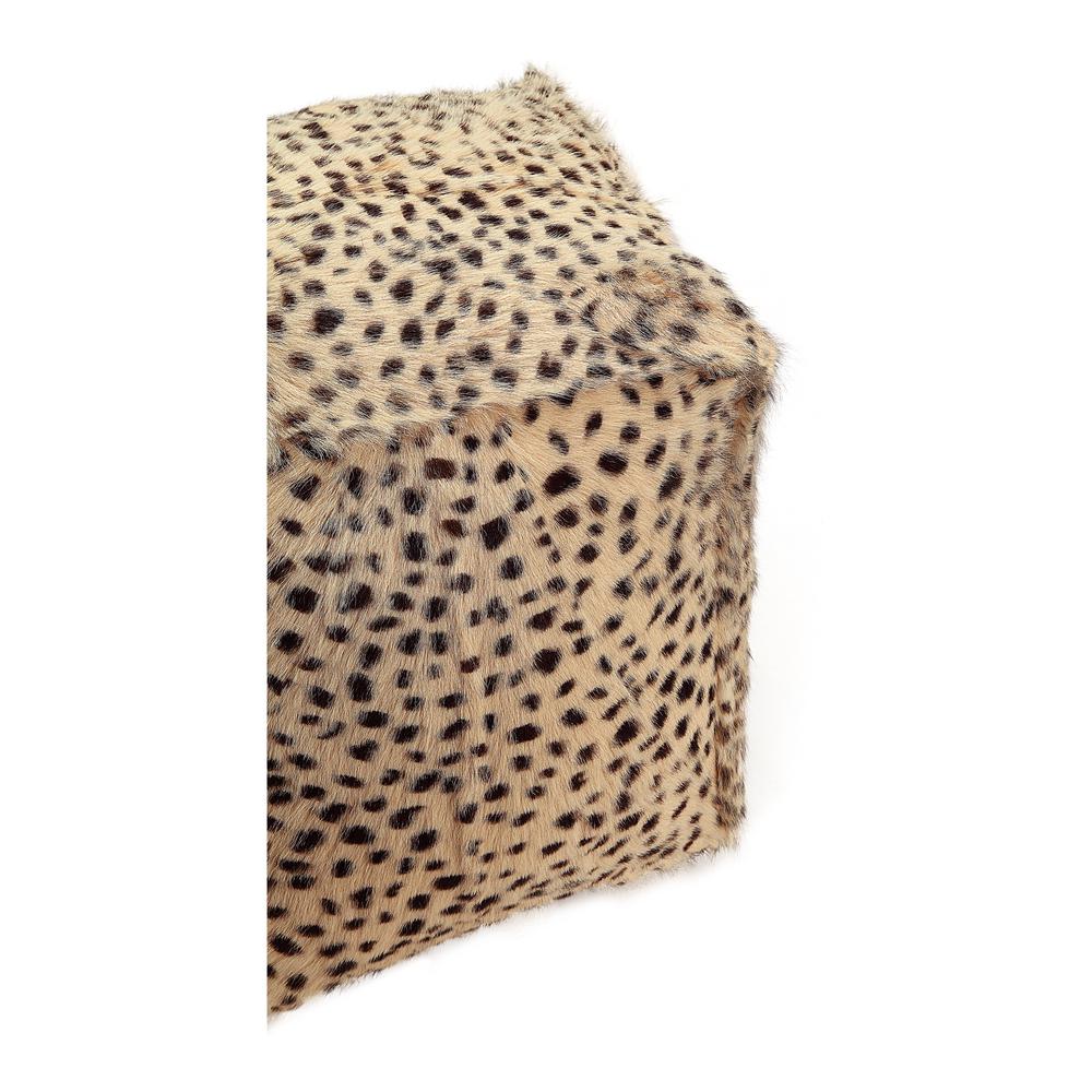 Spotted Goat Fur Pouf Cream