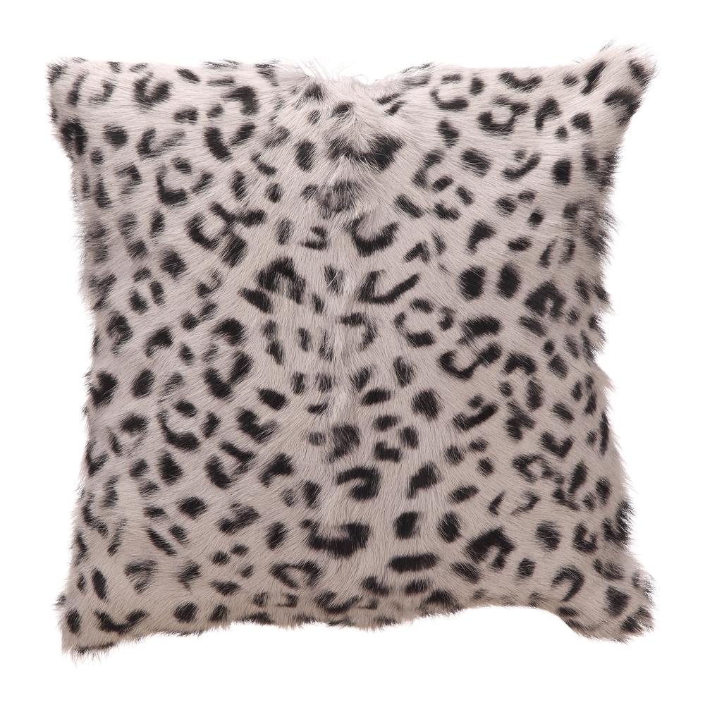 Spotted Goat Fur Pillow in Grey