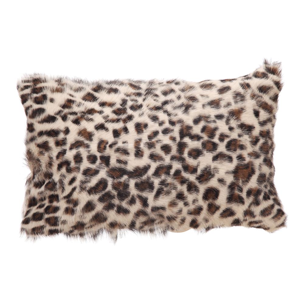 Goat Fur Bolster Spotted Brown Leopard