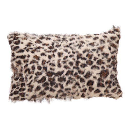 Goat Fur Bolster Spotted Brown Leopard