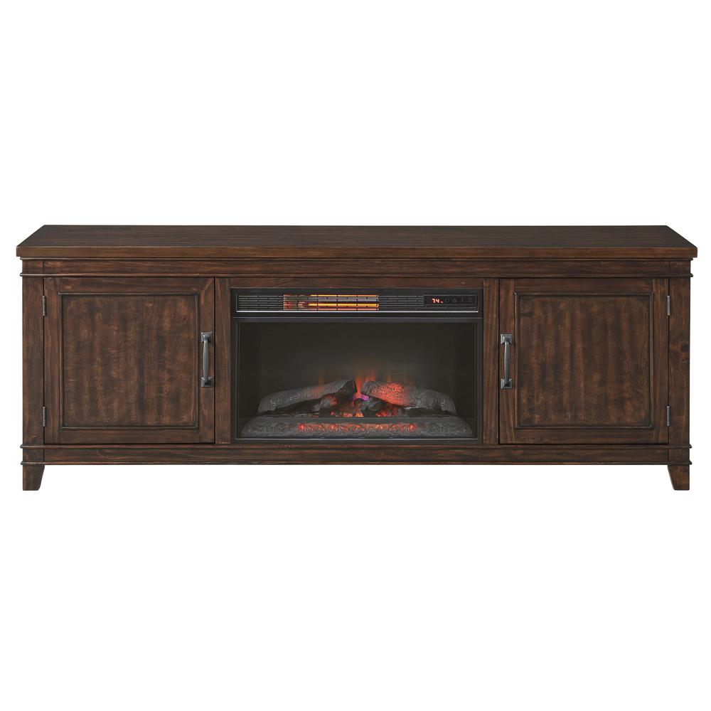 Martin Svensson Home La Jolla 70" TV Stand with Electric Fireplace, Coffee Walnut