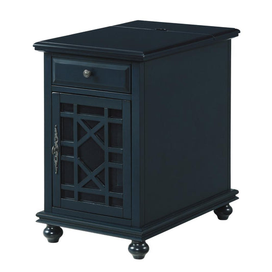 Elegant Chairside Table with Power, Catalina Blue