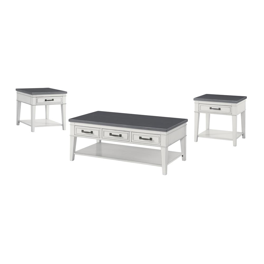 Martin Svensson Home Del Mar 3 Drawer Coffee Table, Antique White and Grey