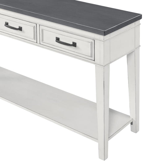 Martin Svensson Home Del Mar Sofa Console Table, Antique White and Grey