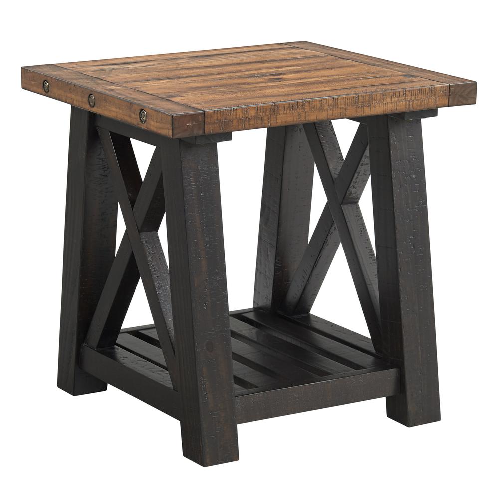 Martin Svensson Home Bolton Solid Wood End Table, Black Stain and Natural