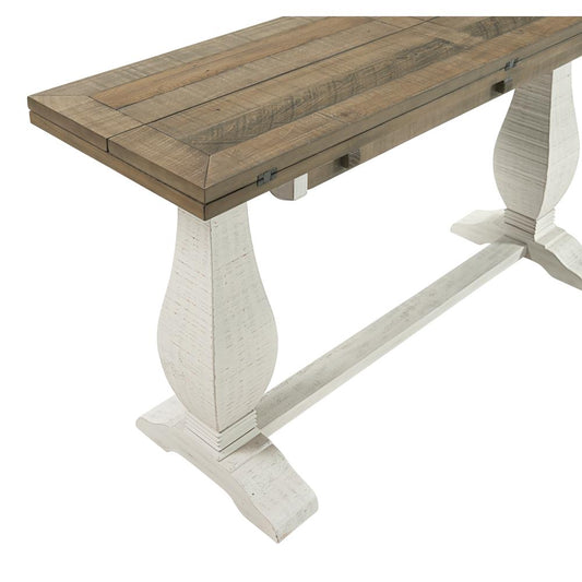 Martin Svensson Home Napa Pedestal Flip Top Sofa Table, White Stain and Reclaimed Natural