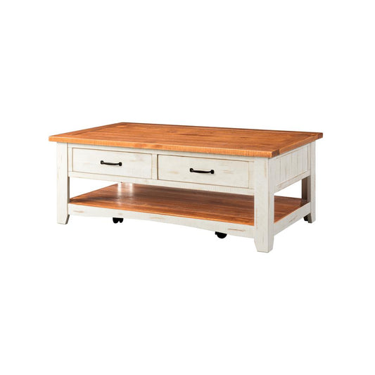 Martin Svensson Home Rustic Collection Coffee Table, Antique White and Honey Tobacco