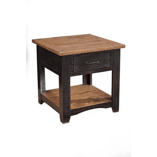 Martin Svensson Home Rustic Collection End Table, Antique Black and Honey Tobacco