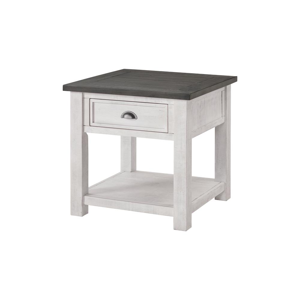 Monterey End Table, White and Grey