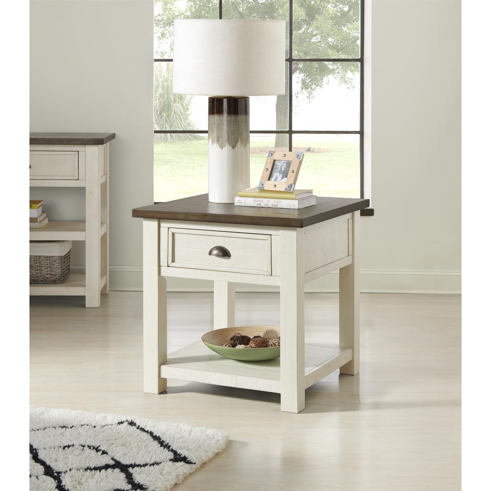 Martin Svensson Home Monterey End Table, Cream White and Brown