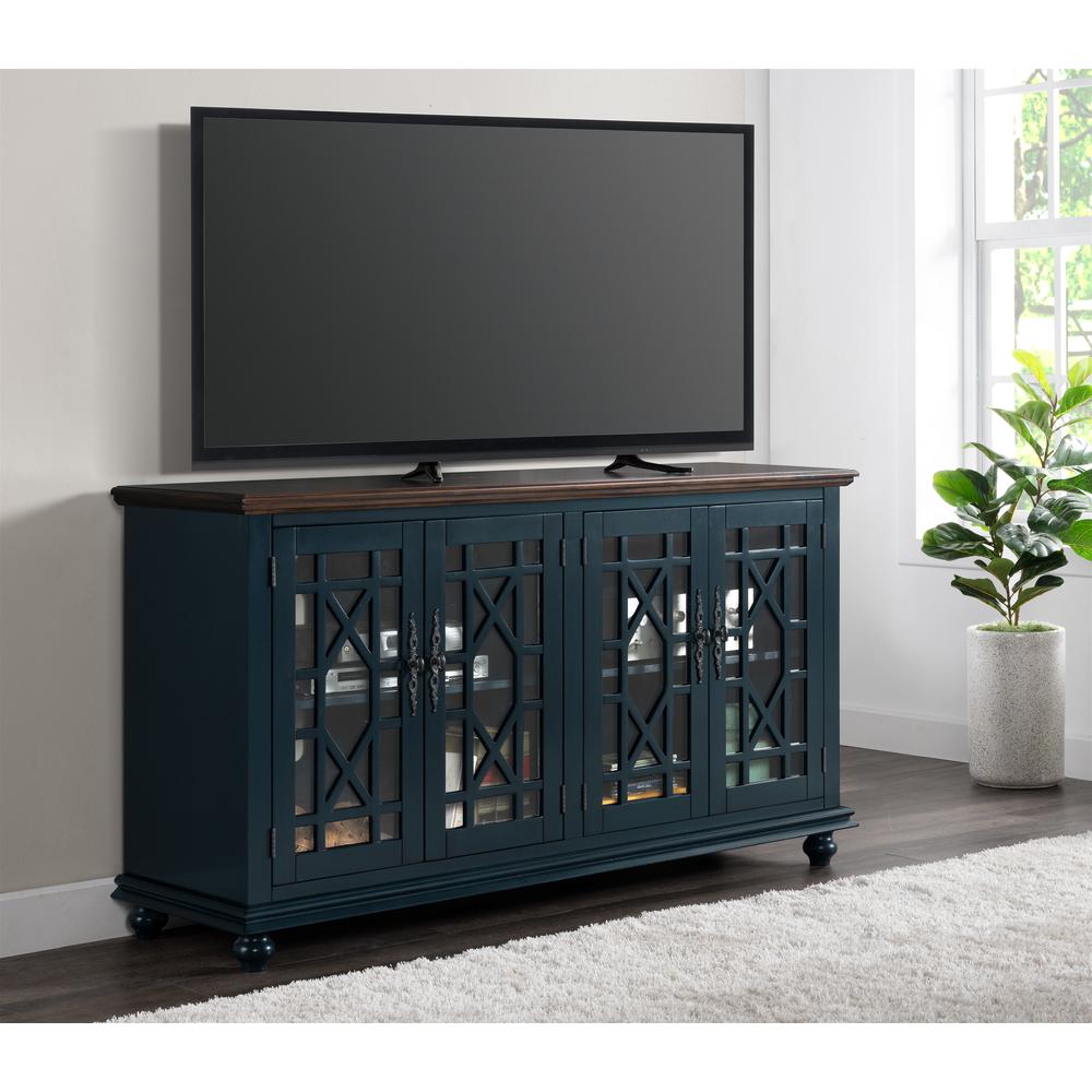 Martin Svensson Home Palisades TV Stand, Catalina Blue with Coffee Top