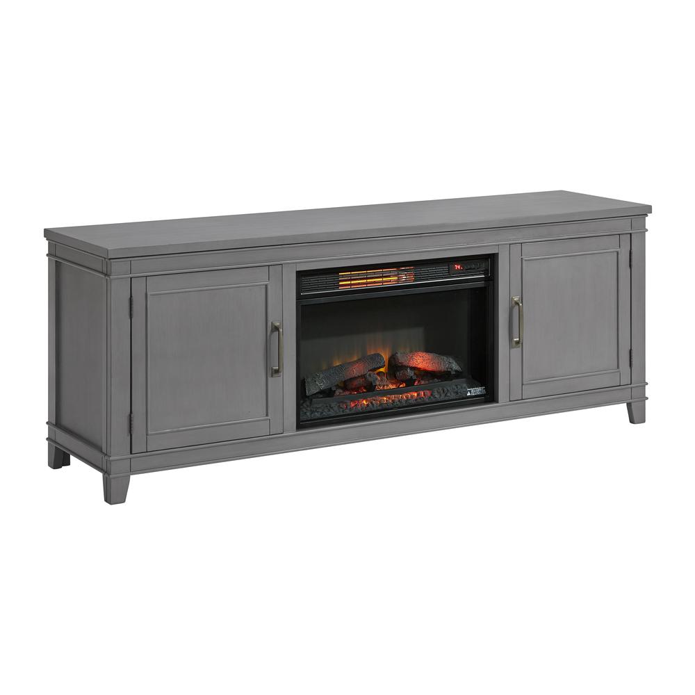 Martin Svensson Home Del Mar 70" TV Stand with Electric Fireplace, Grey