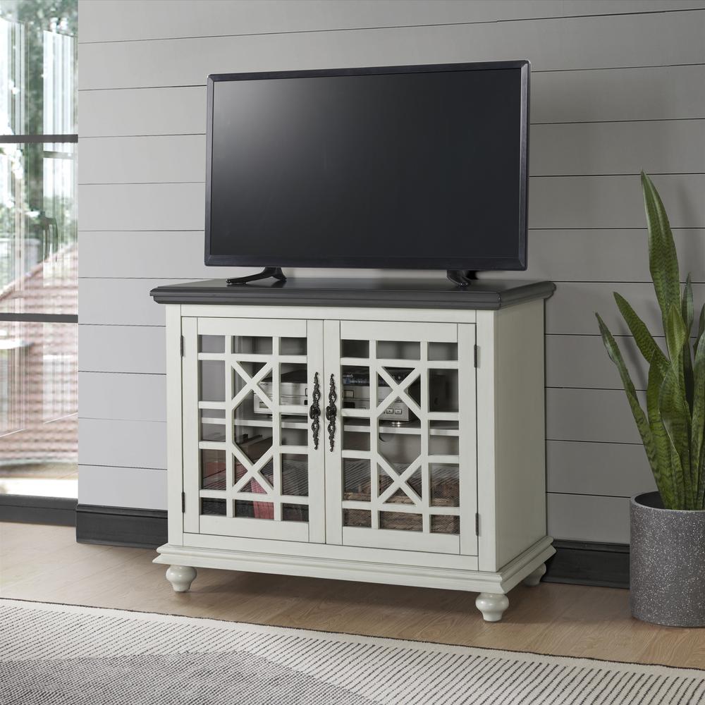 Martin Svensson Home Elegant Small Spaces TV Stand, White with Grey Top