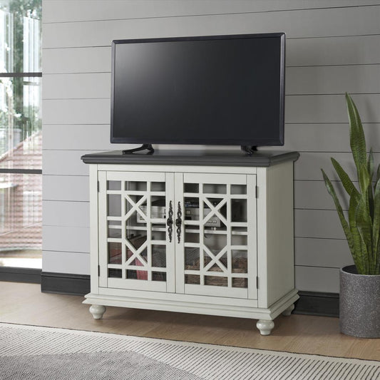 Martin Svensson Home Elegant Small Spaces TV Stand, White with Grey Top