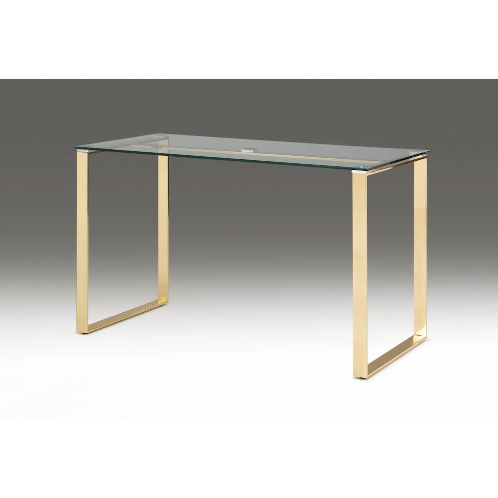 Office Desk - Clear Glass & Gold